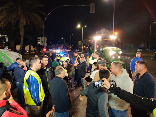 Protesta de tractores en Murcia, en directo | Los agricultores se retiran de la ciudad pero siguen en el Puerto de la Cadena