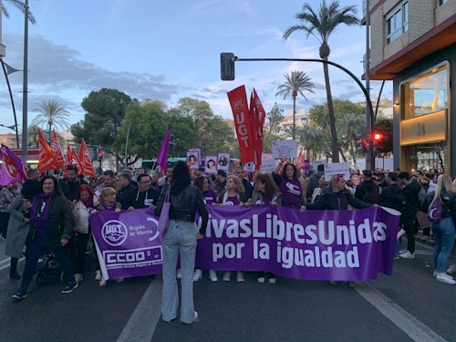 El feminismo dice en Murcia basta a las agresiones sexuales y se acuerda de Palestina