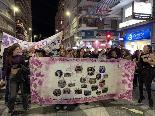 El feminismo dice en Murcia basta a las agresiones sexuales y se acuerda de Palestina