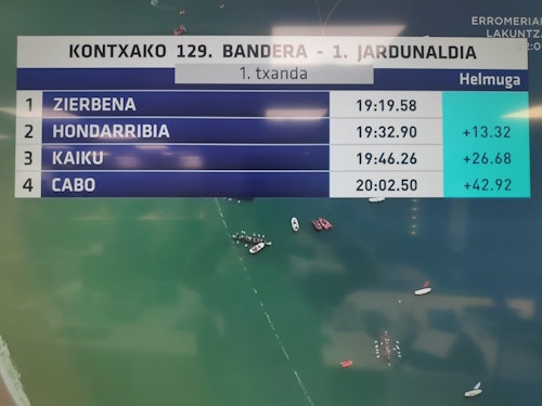 En directo, la primera jornada de la Bandera de La Concha: dominio aplastante de Urdaibai, que mete 14 segundos a Zierbena, segundo clasificado
