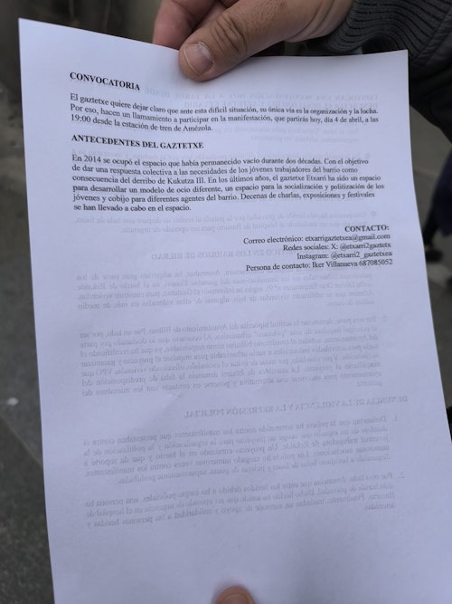 1.500 jóvenes recorren Bilbao en protesta por el desalojo del gaztetxe de Rekalde