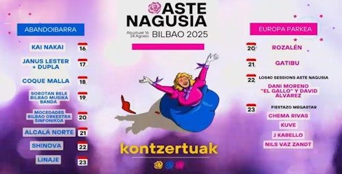 Estos son los conciertos principales de Aste Nagusia